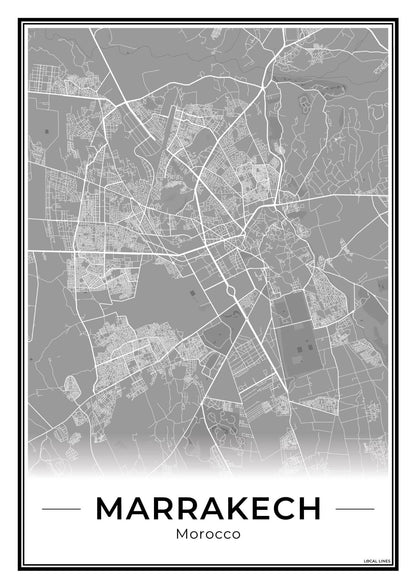 Marrakech Stadskaart – Poster - Dark