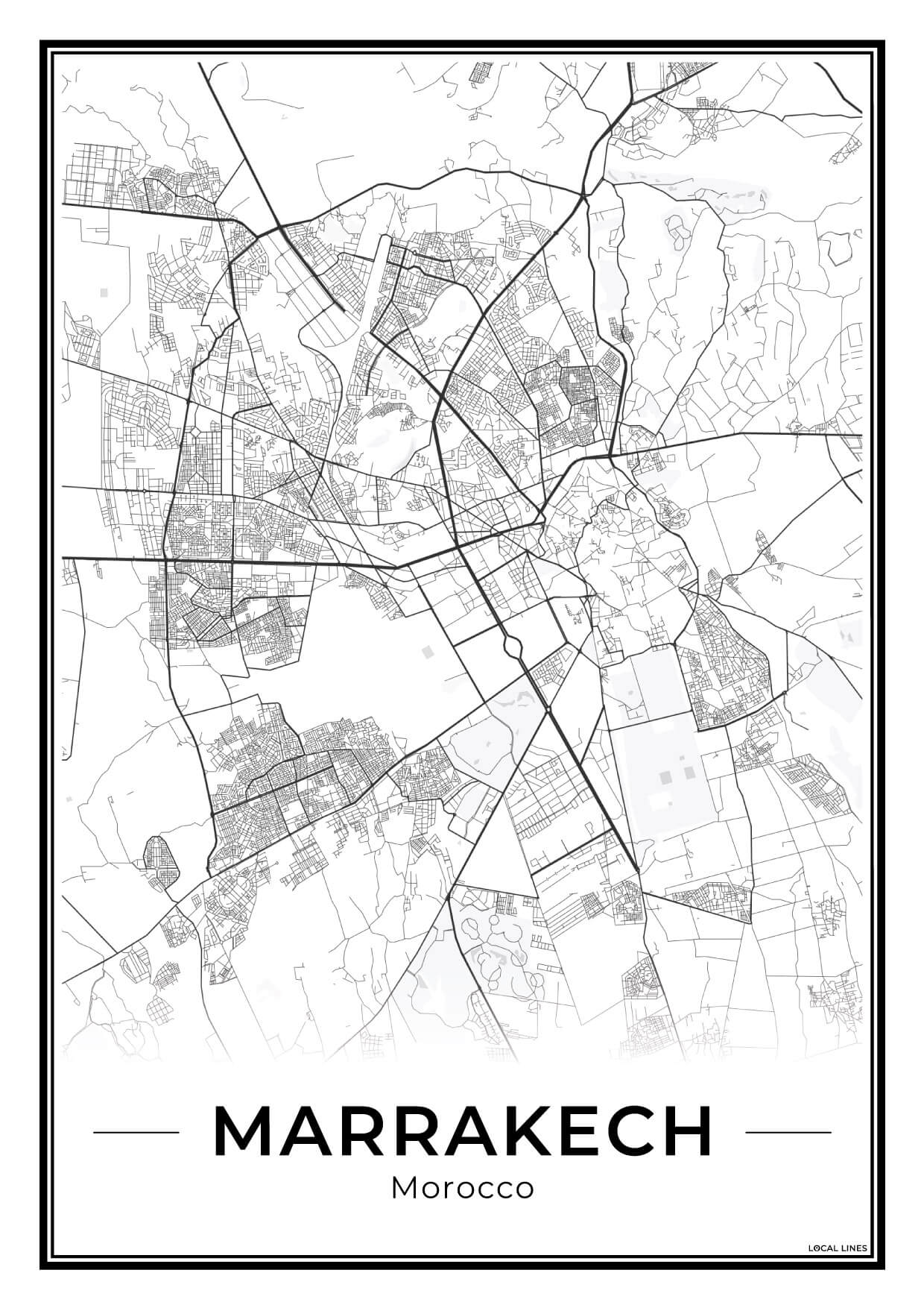 Marrakech Stadskaart – Poster - Light