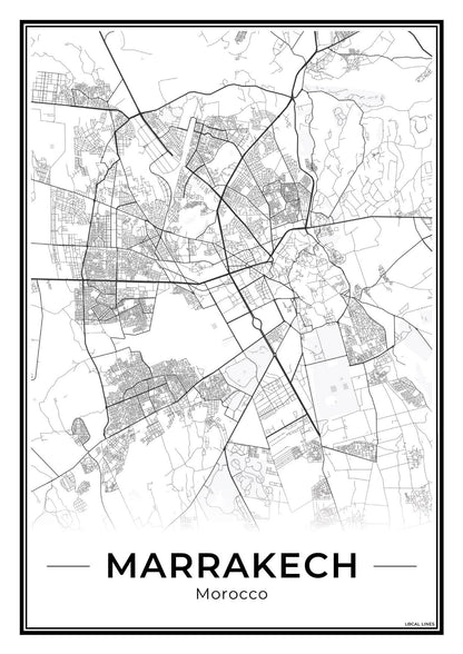 Marrakech Stadskaart – Poster - Light