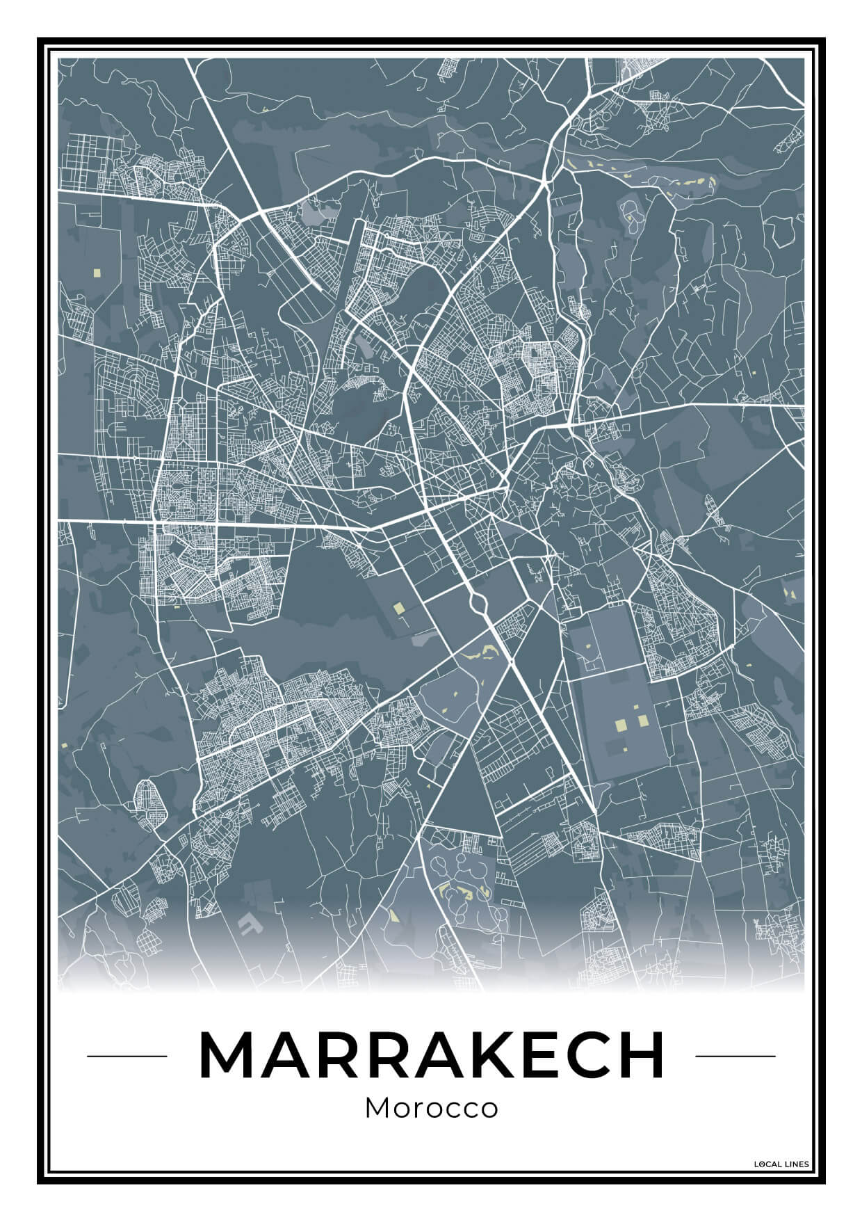 Marrakech Stadskaart – Poster - Midnight
