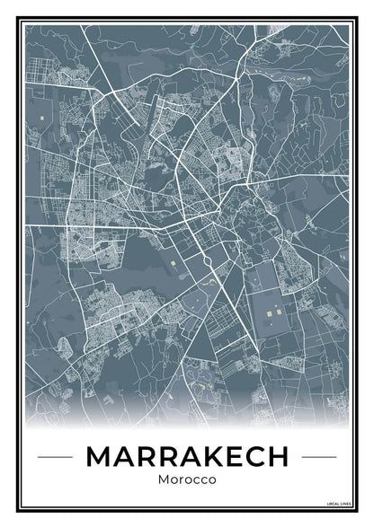 Marrakech Stadskaart – Poster - Midnight