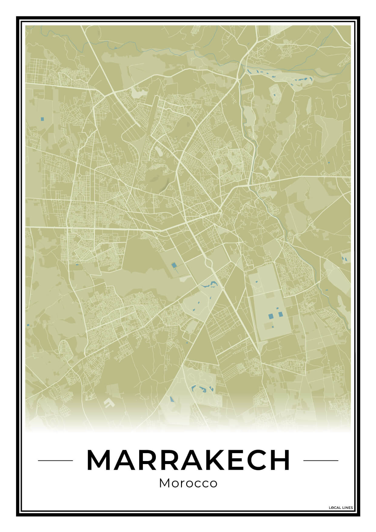 Marrakech Stadskaart – Poster - Moss