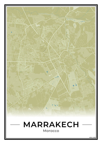 Marrakech Stadskaart – Poster - Moss