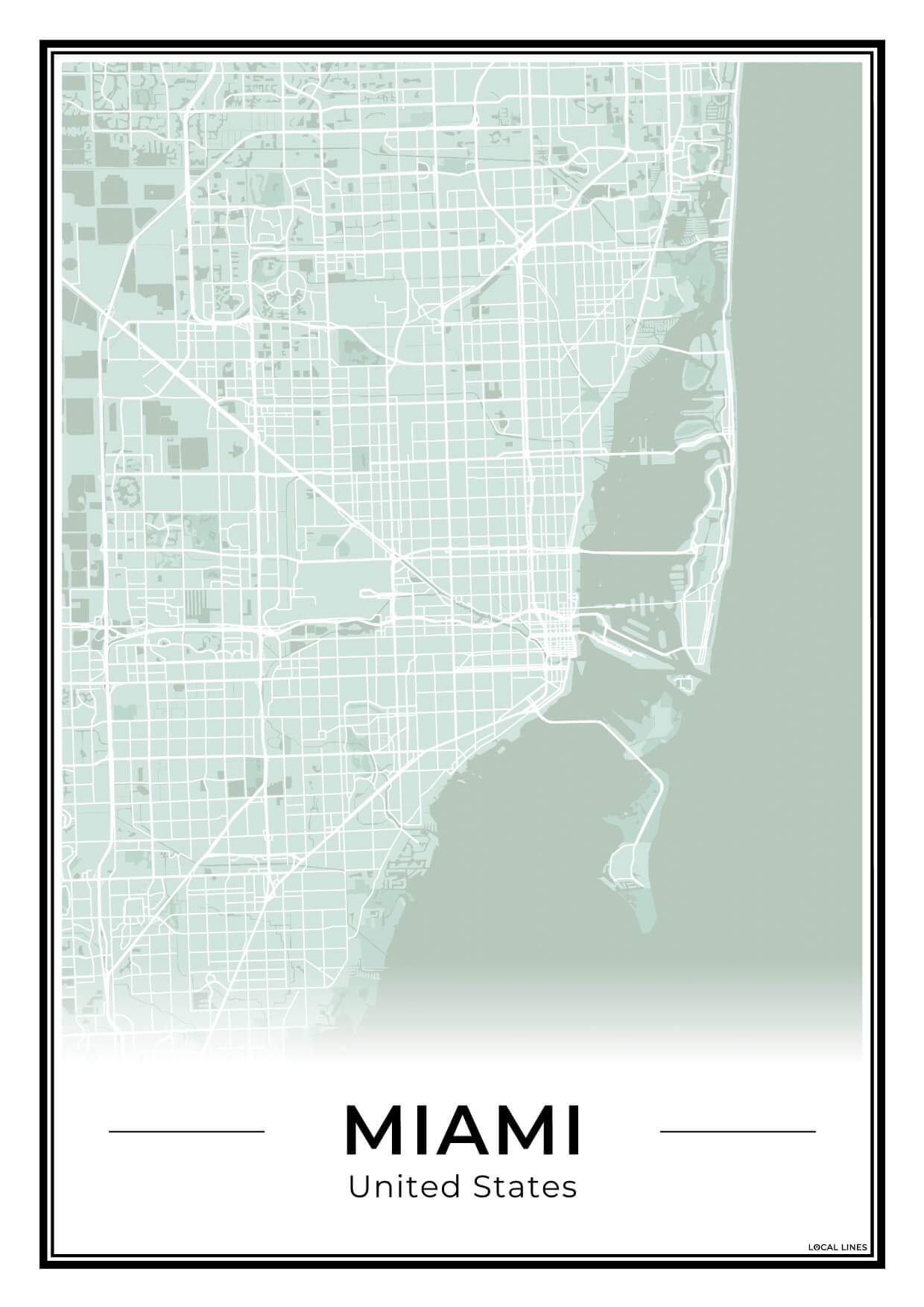 Miami Stadskaart – Poster - Sage