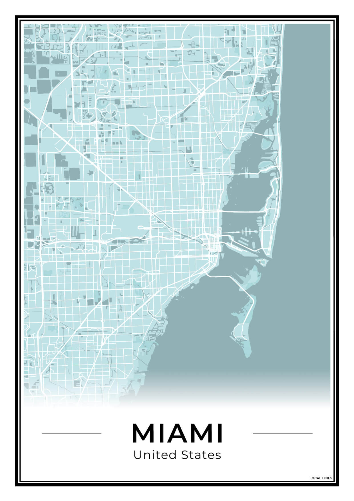 Miami Stadskaart – Poster - Sky