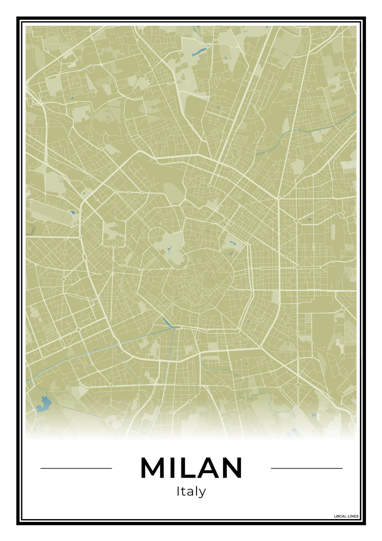 Milaan Stadskaart – Poster - Moss