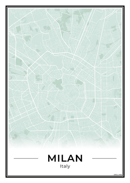 Milaan Stadskaart – Poster - Sage