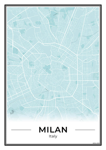 Milaan Stadskaart – Poster - Sky