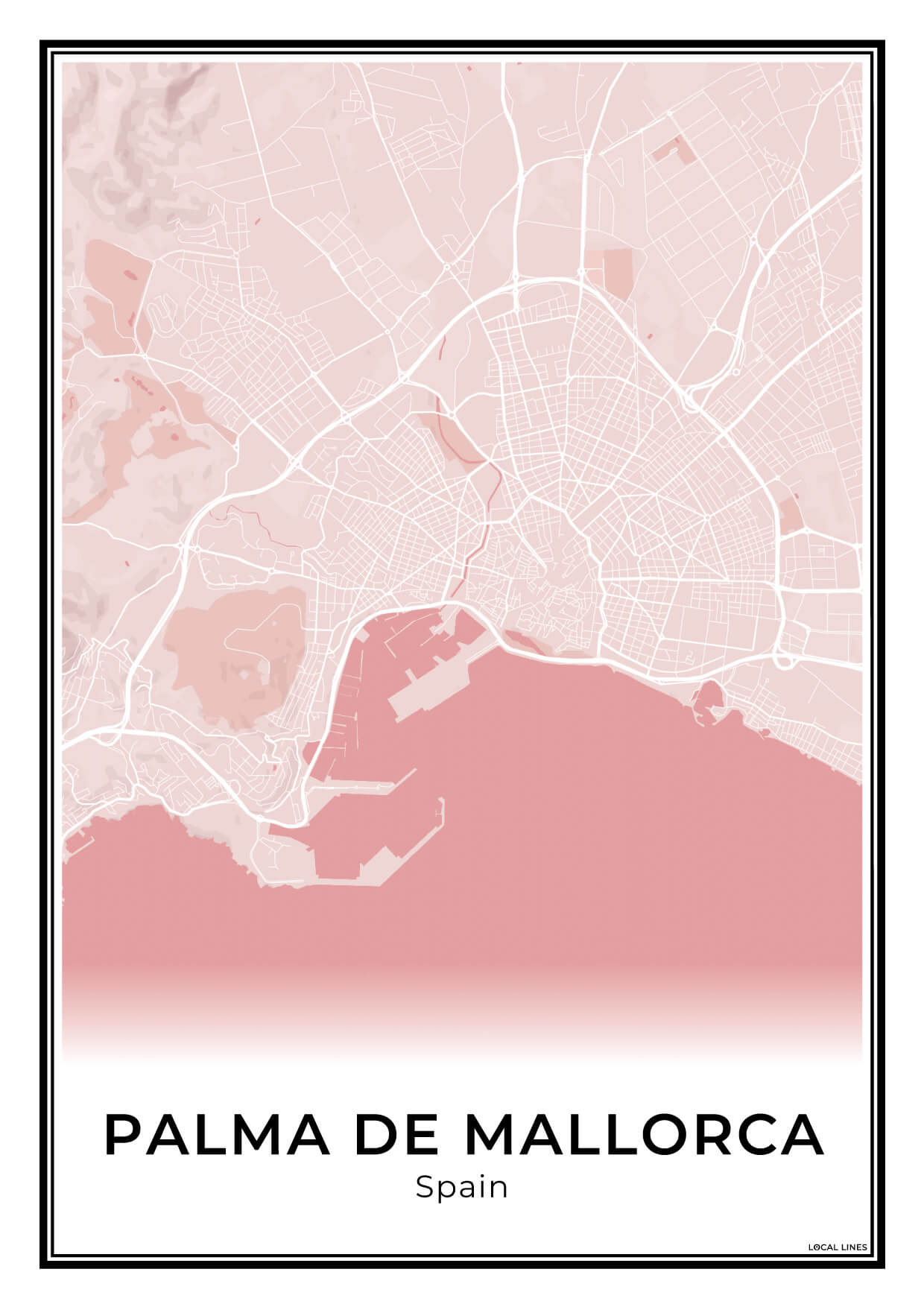 Palma de Mallorca Stadskaart – Poster - Blush