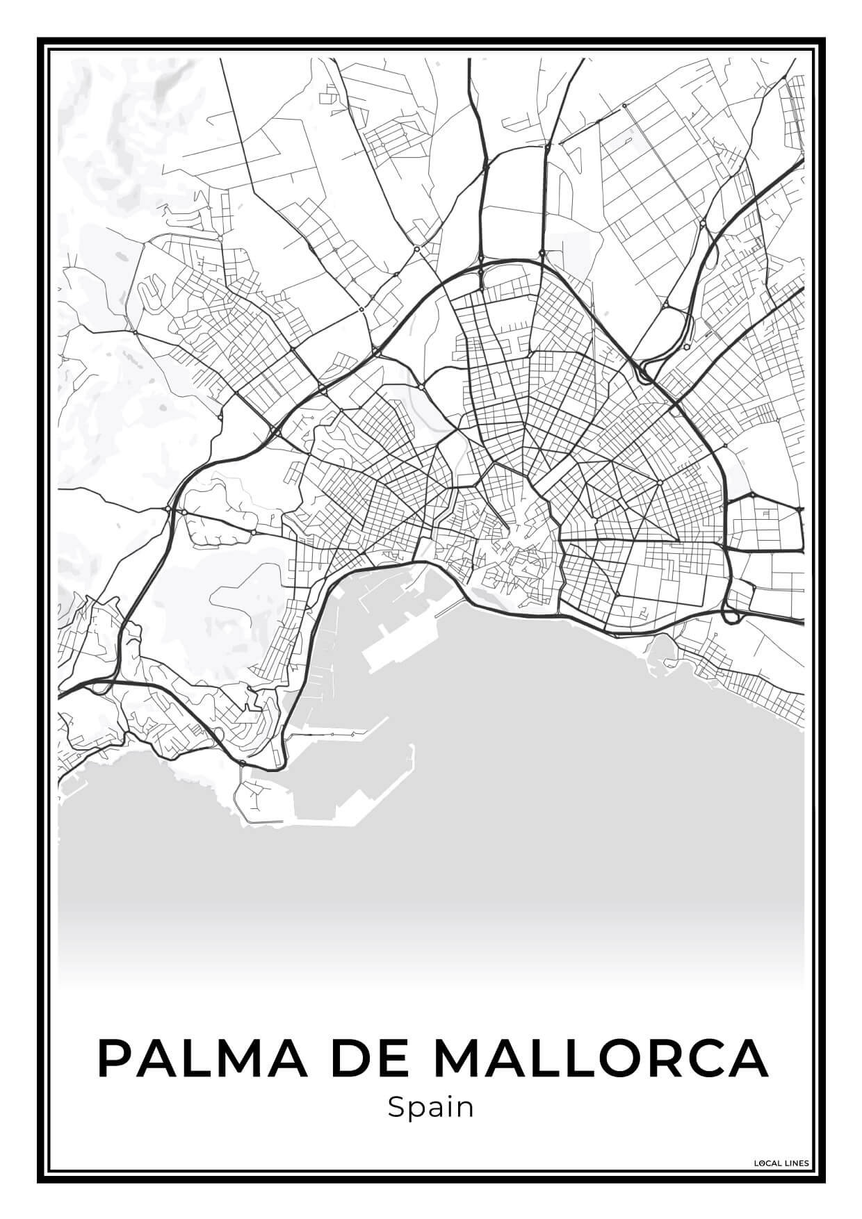 Palma de Mallorca Stadskaart – Poster - Light