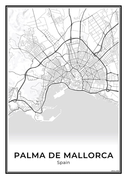 Palma de Mallorca Stadskaart – Poster - Light