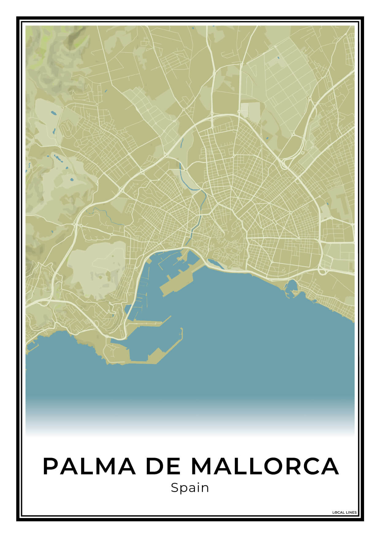 Palma de Mallorca Stadskaart – Poster - Moss