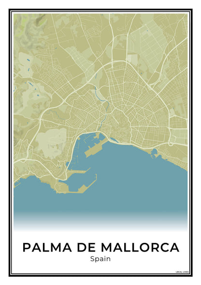 Palma de Mallorca Stadskaart – Poster - Moss