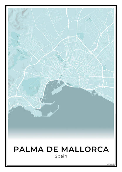 Palma de Mallorca Stadskaart – Poster - Sky