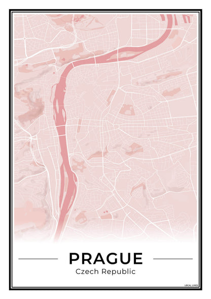 Praag Stadskaart – Poster - Blush