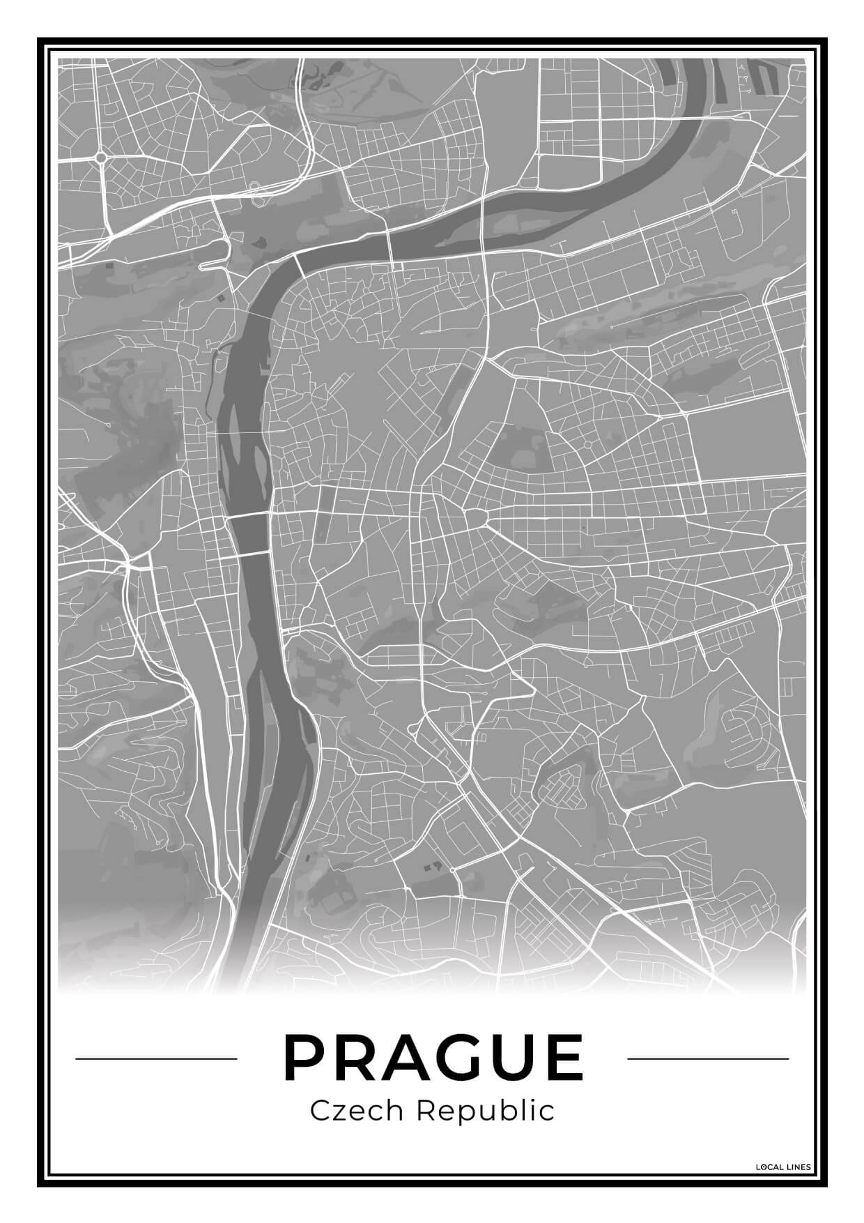 Praag Stadskaart – Poster - Dark
