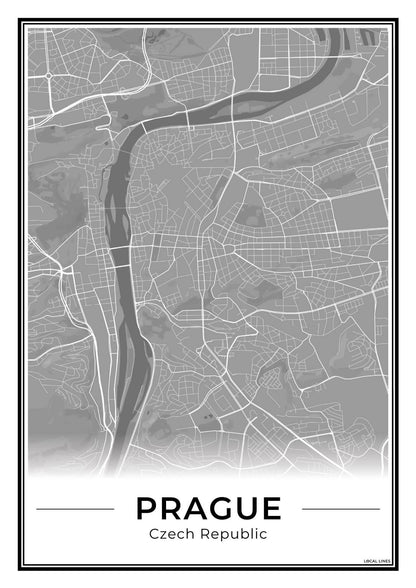 Praag Stadskaart – Poster - Dark