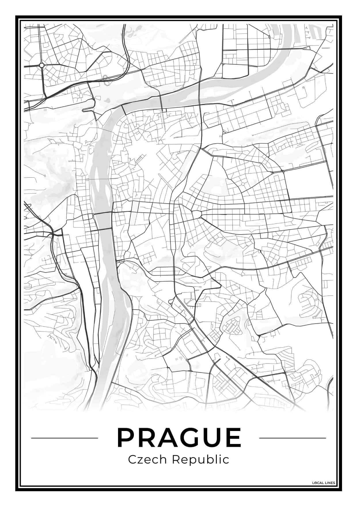 Praag Stadskaart – Poster - Light