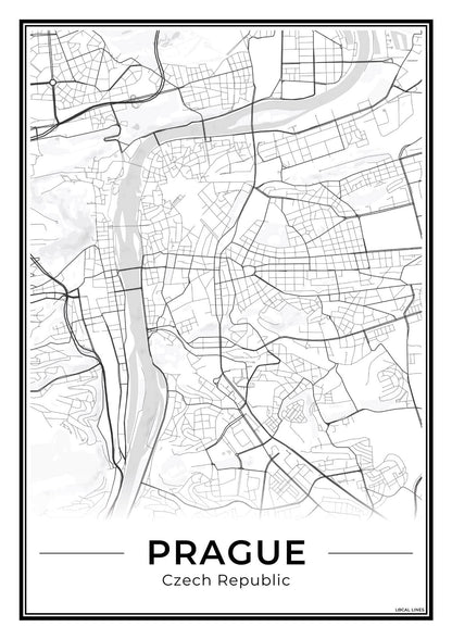 Praag Stadskaart – Poster - Light