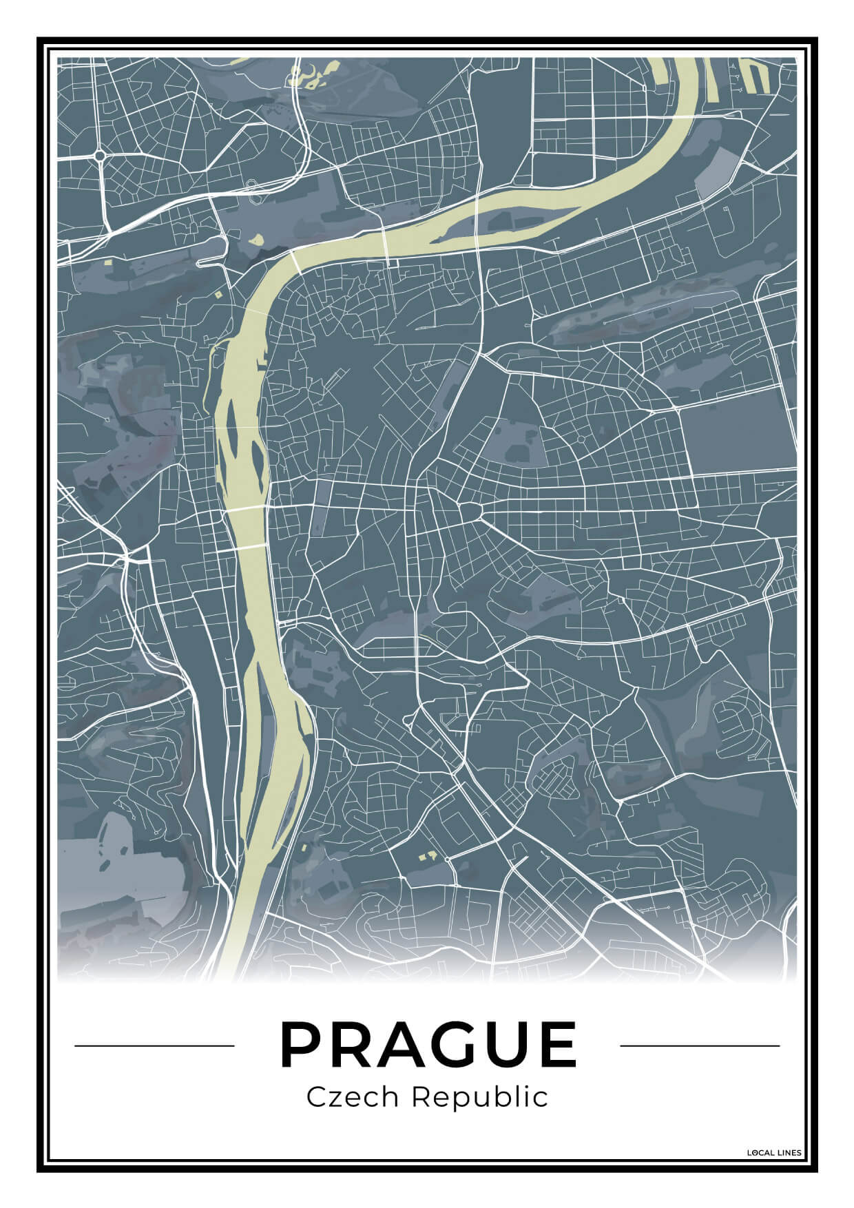 Praag Stadskaart – Poster - Midnight