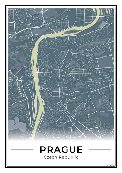 Praag Stadskaart – Poster - Midnight