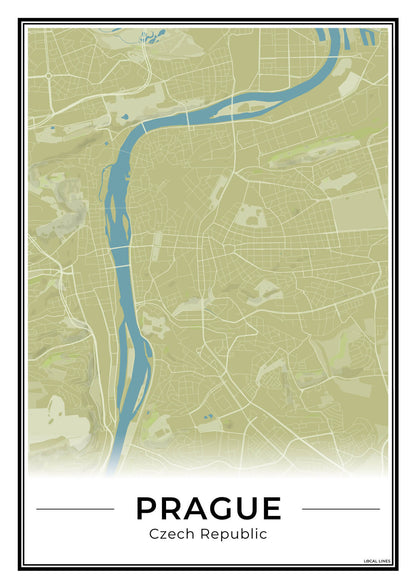 Praag Stadskaart – Poster - Moss