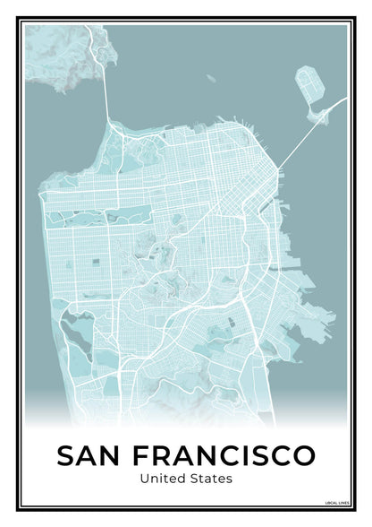 San Francisco Stadskaart – Poster - Sky