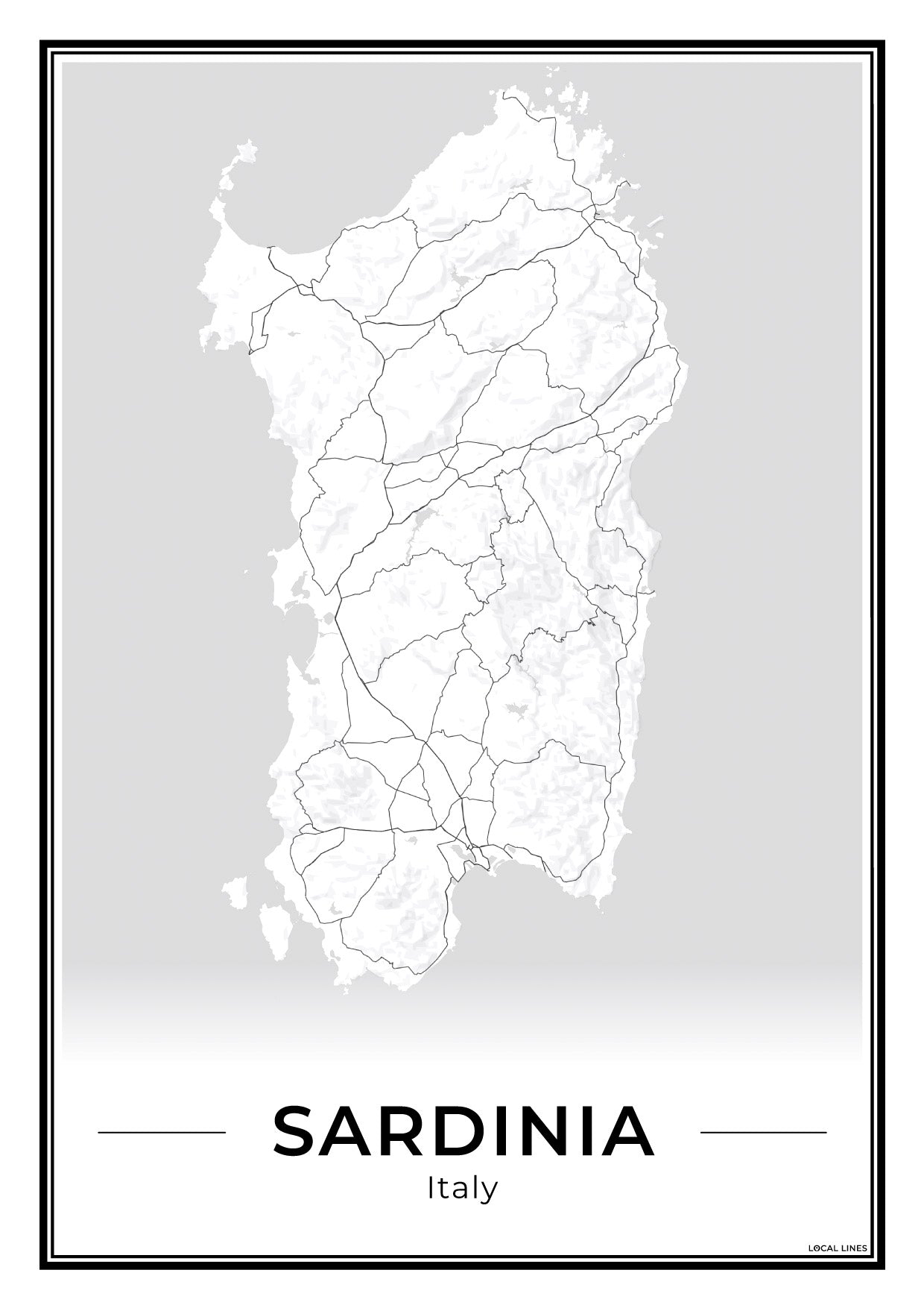 Sardinië Eilandkaart – Poster - Light