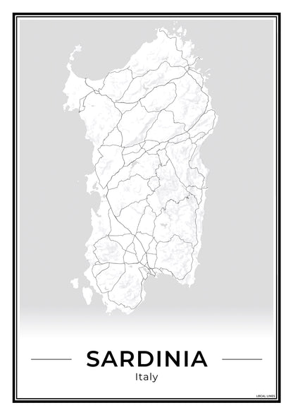 Sardinië Eilandkaart – Poster - Light