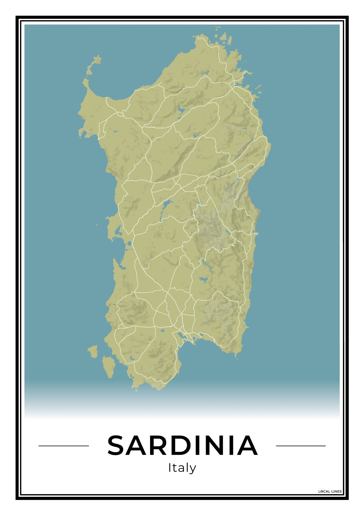 Sardinië Eilandkaart – Poster - Moss
