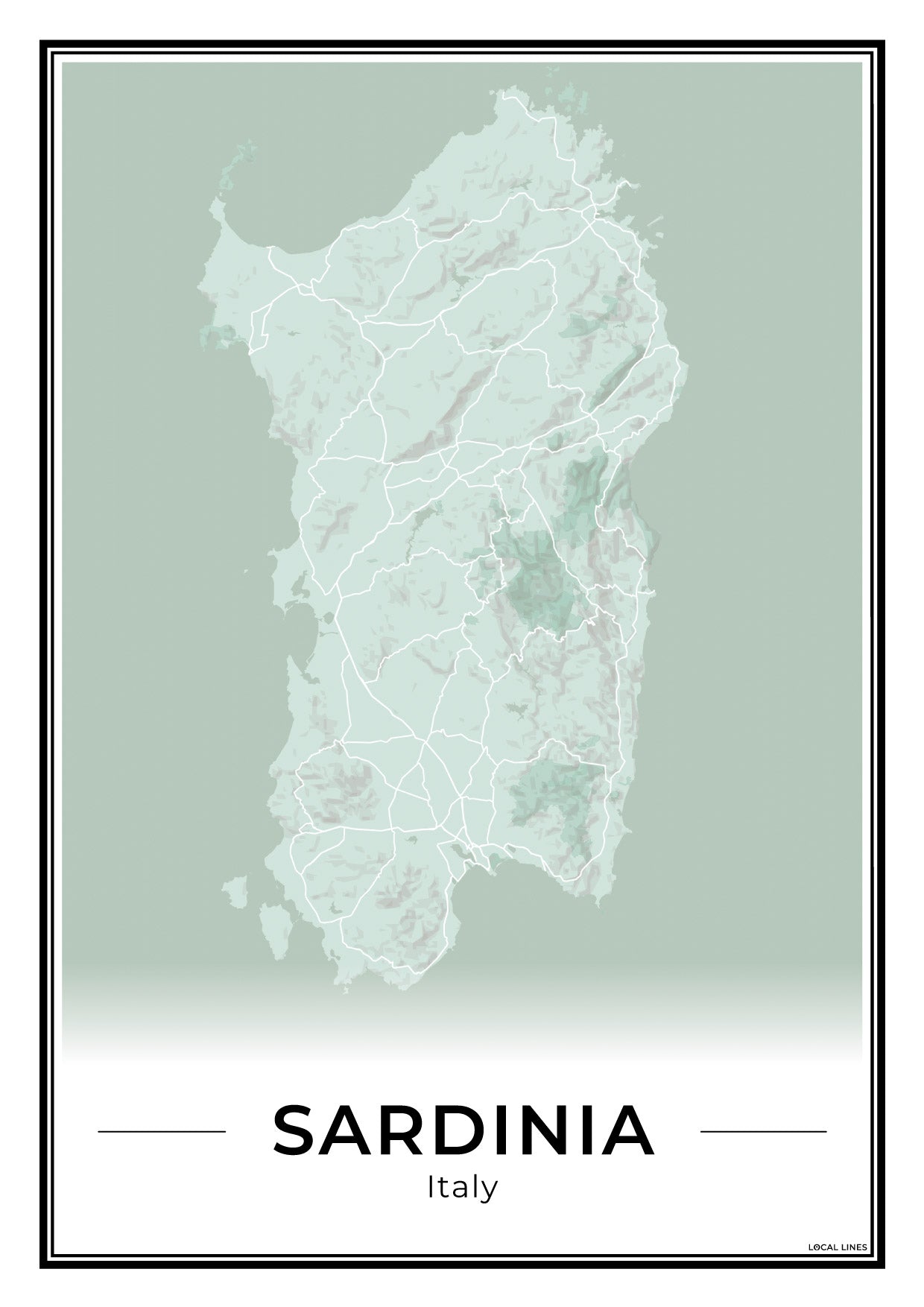 Sardinië Eilandkaart – Poster - Sage