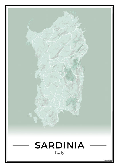 Sardinië Eilandkaart – Poster - Sage