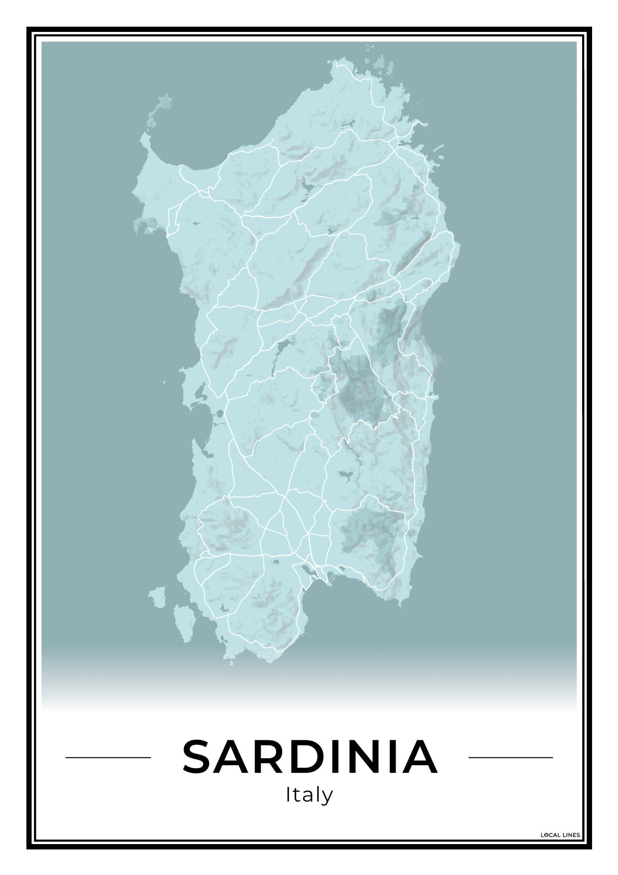 Sardinië Eilandkaart – Poster - Sky