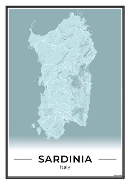 Sardinië Eilandkaart – Poster - Sky