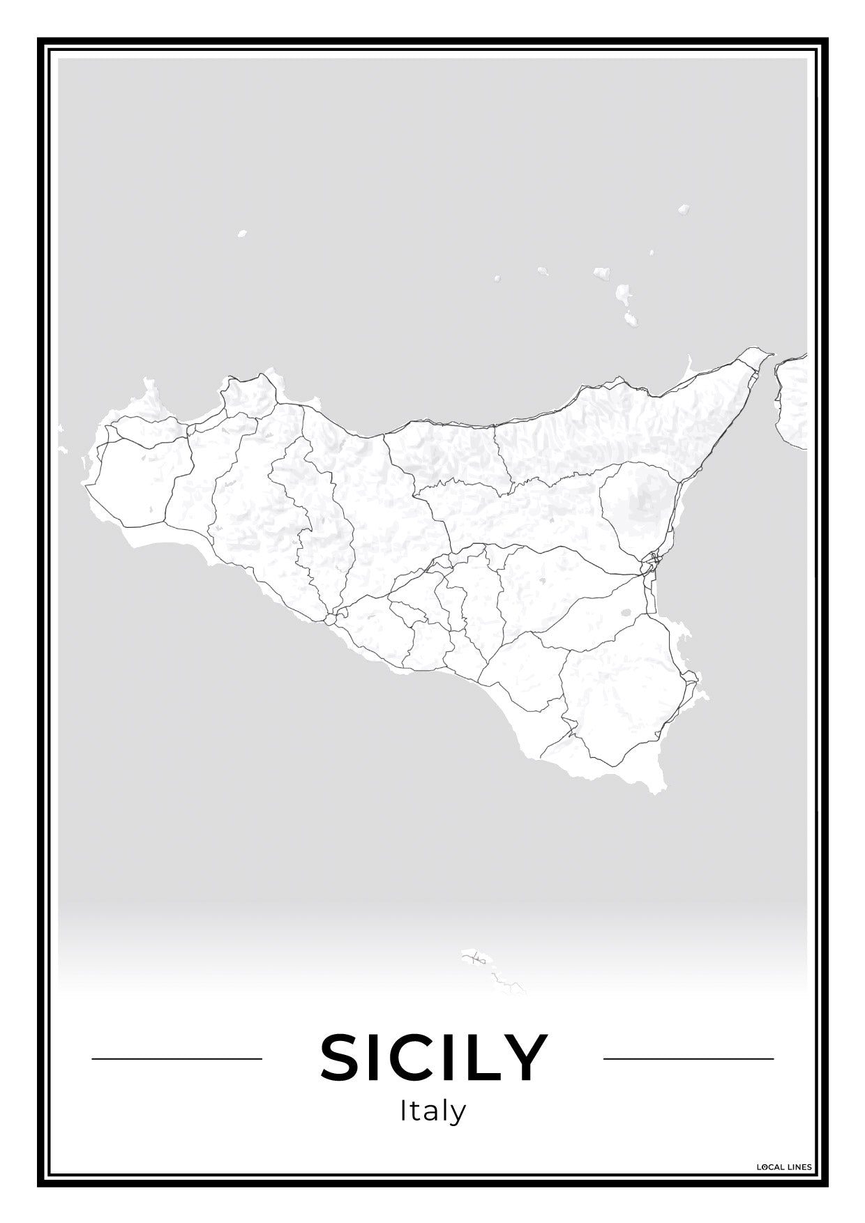 Sicilië Eilandkaart – Poster - Light