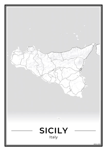 Sicilië Eilandkaart – Poster - Light