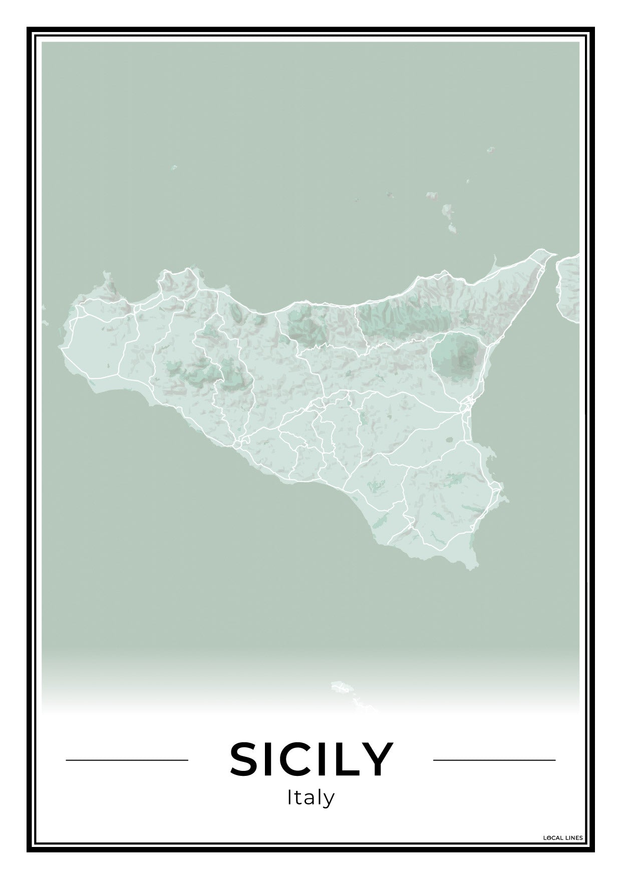 Sicilië Eilandkaart – Poster - Sage
