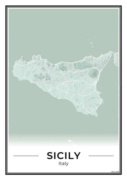 Sicilië Eilandkaart – Poster - Sage