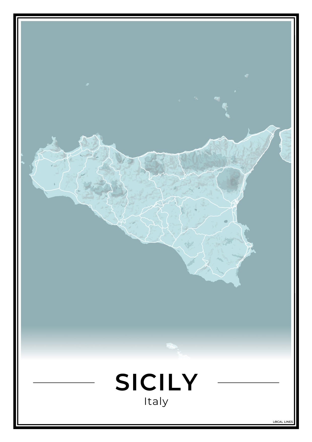 Sicilië Eilandkaart – Poster - Sky