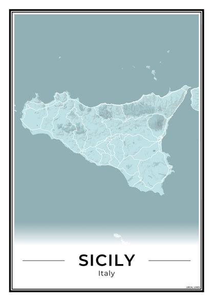 Sicilië Eilandkaart – Poster - Sky
