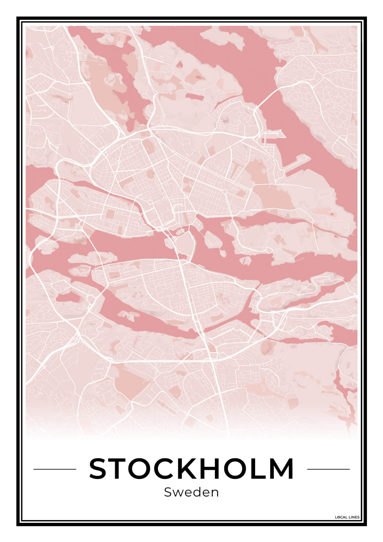 Stockholm Stadskaart – Poster - Blush