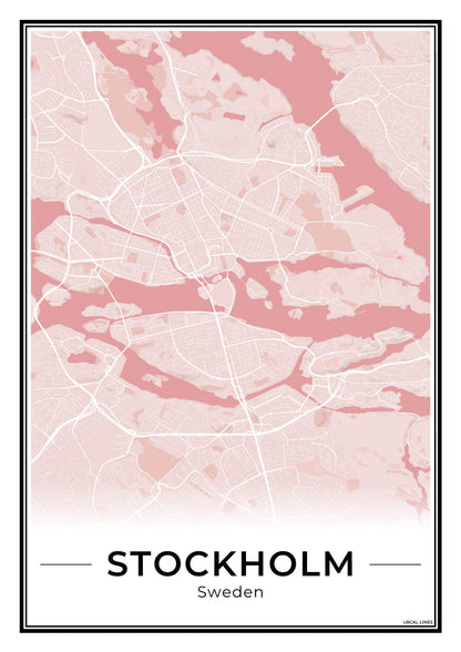 Stockholm Stadskaart – Poster - Blush