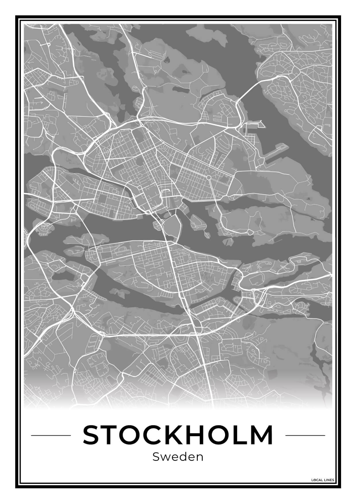 Stockholm Stadskaart – Poster - Dark