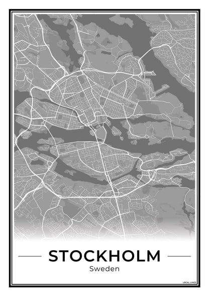 Stockholm Stadskaart – Poster - Dark