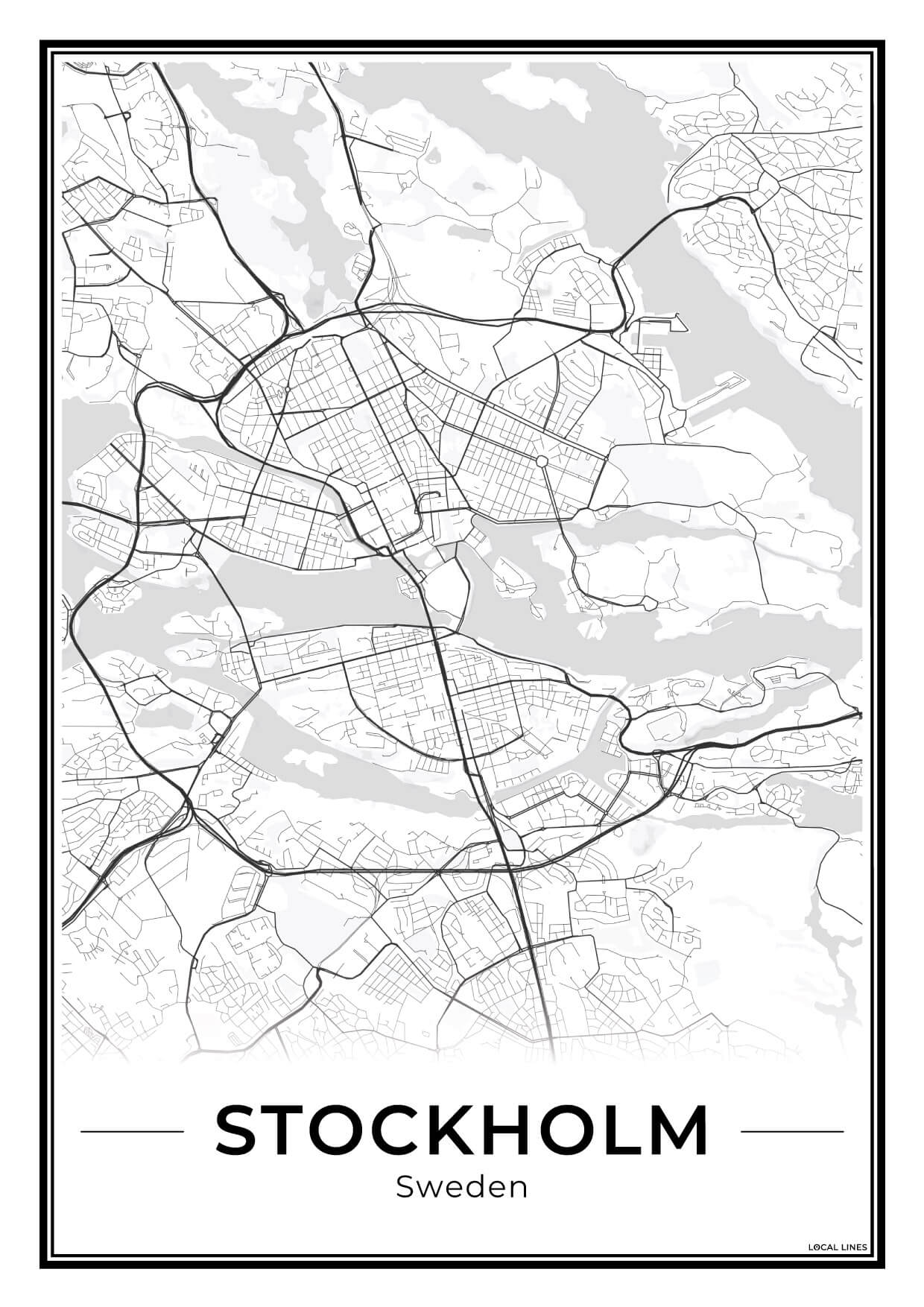 Stockholm Stadskaart – Poster - Light