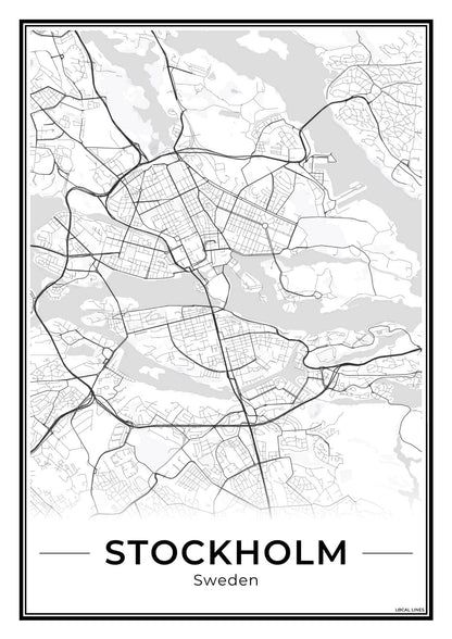 Stockholm Stadskaart – Poster - Light