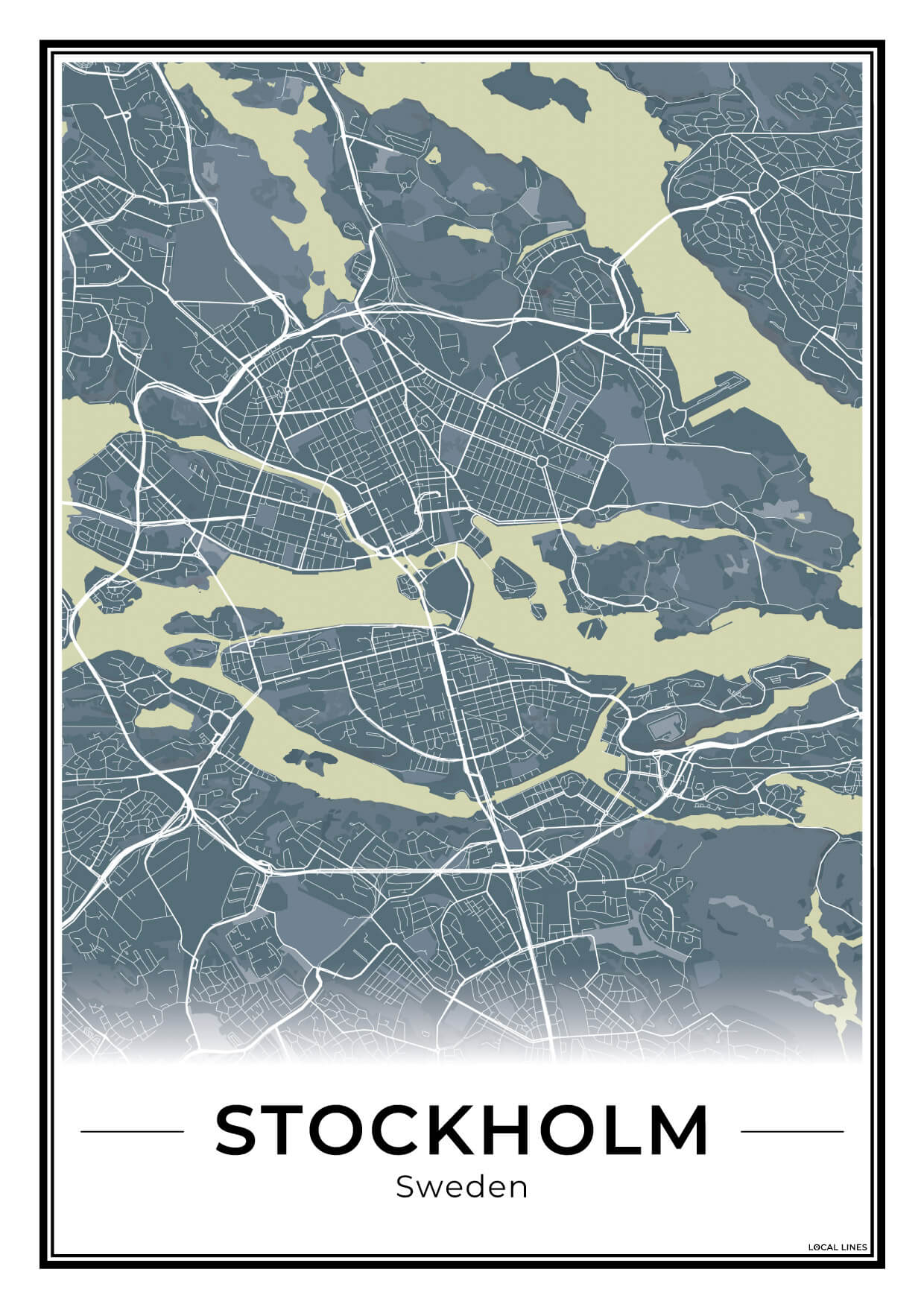Stockholm Stadskaart – Poster - Midnight