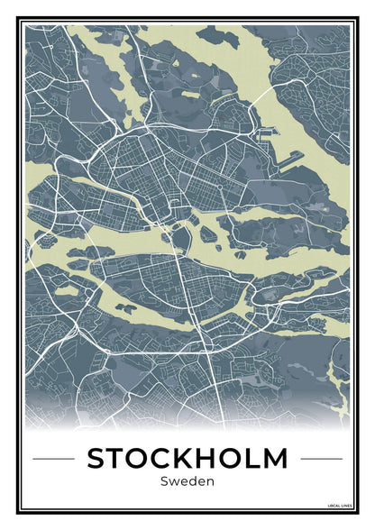 Stockholm Stadskaart – Poster - Midnight