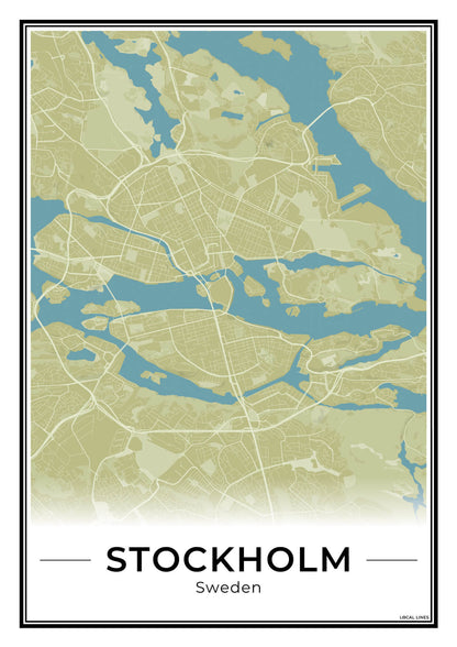 Stockholm Stadskaart – Poster - Moss