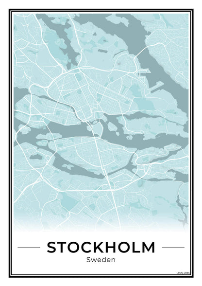 Stockholm Stadskaart – Poster - Sky
